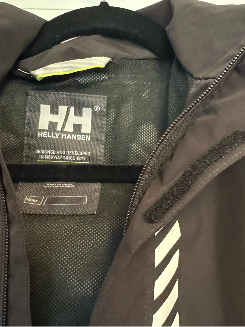 Helly Hansen Active Stripe Black and Charcoal Hooded Rain Jacket